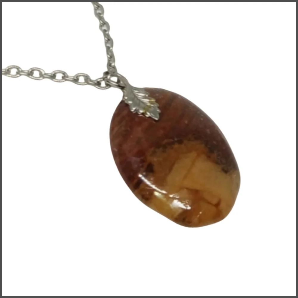 Genuine Natural Stone with Stainless Steel Necklace